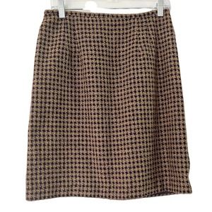 Norton McNaughton Beige Gingham Plaid Tweed Pencil Career Wear Skirt Size 8